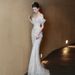 Elegant Off-Shoulder French Mermaid Style Wedding Dress for Petite Brides Simple plus Size Light 2026 New Style Wedding Gown_ecoleips.com