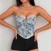 French-Inspired Lace-Up Bustier Top – Vintage Floral Print Corset Cami For Women (S/M/L) – Black/Blue/Red/Pink & More_ecoleips.com