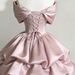 Satin off the Shoulder Gown with Bow Design Elegant Sweet Birthday Tulip Skirt Princess Style Cake Skirt 1071 Evening Party Wear_ecoleips.com