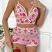 Aria Basics Foreign Trade Cross-border European American Sexy With Lace And Red Lip Print, See-through Home Erotic Lingerie Set_ecoleips.com