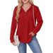 Spring/Summer Women's V-Neck Buttoned Hooded Long-Sleeve Sweatshirt_ecoleips.com
