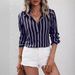 Spring Summer Women's New Commuter Style Fashion Striped Loose Long Sleeve Shirt_ecoleips.com