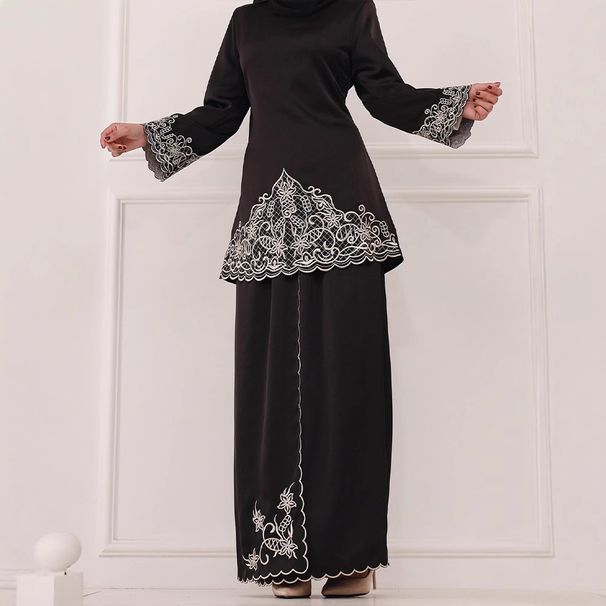 Muslim Style Embroidered Elegant Malay Exquisite Embroidery Two-Piece Set_ecoleips.com
