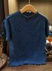 Women's Clothing Retro Auspicious Cloud Embossed Pleated Tops Wooden Ear Edge Round Neck Short Sleeves For Commuting All Match T Shirt_ecoleips.com