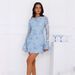French-style Fashionable Elegant Lady Dress With Mesh, See-through Floral Embroidery, Bell Sleeves, And Short Skirt,_ecoleips.com