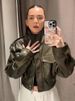 Chic Fashion Faux Leather Jackets For Women Loose Zipper Long Sleeve Female Short Coats 2025 Autumn Lady Casual New Outerwear _ecoleips.com