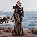 Elegant European American Long Sleeved Sequined Embroidered Mermaid Evening Gown Ruffled Beaded Formal Dress for Women_ecoleips.com