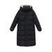 Women's Long Winter Coat With Hood, Thickened Polyester Cotton Padded Jacket, Knee-Length Warm Parka For Cold Weather (White/Black, Sizes M-Xxl)_ecoleips.com