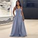 Summer New Style Women's Lace Camisole Slim Fit Striped Pocket Dress American Clothing In Stock_ecoleips.com