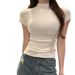 Pure Desire Wind Semi-turtleneck Short-sleeved T-shirt Women's 2025 Summer Slim-fitting And Thin Bottoming Shirt With Top Inside_ecoleips.com