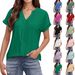 Women's Clothing New V Neck Loose Women's Shoulder Sleeve Hollow Short Sleeved T Shirt Female_ecoleips.com