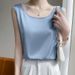 Summer Silk Camis Women's T Shirts Sleeveless Vest Satin Tank Tops Office Elegant Fashion O Neck Champagne BlouseTop Women_ecoleips.com