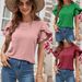 Women's Solid Color Round Neck Casual Top_ecoleips.com