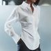 Women's Clothing Long Sleeved Solid Color Shirt Temperament Slim Design Slim Waist Pleated Women Commuting All Match_ecoleips.com