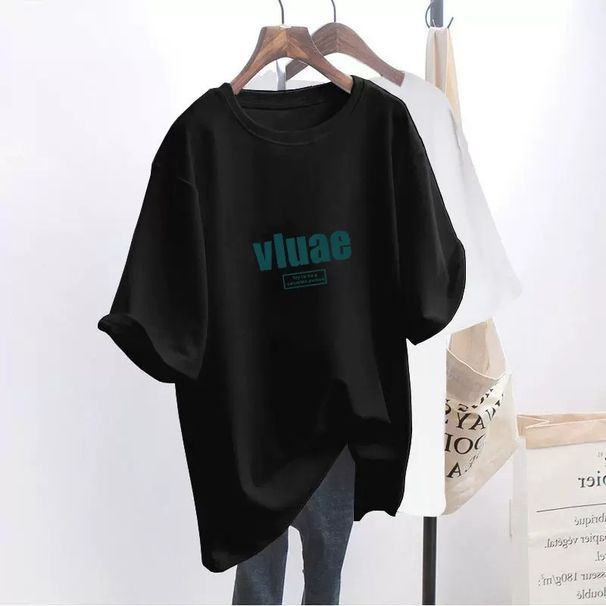Women's plus Size Casual T-Shirt Mid-Length Loose Style White Short-Sleeved Fashionable And Versatile for Summer_ecoleips.com
