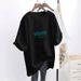 Women's plus Size Casual T-Shirt Mid-Length Loose Style White Short-Sleeved Fashionable And Versatile for Summer_ecoleips.com