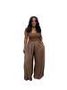 TW883 Women's Wide Leg Chiffon Jumpsuit High Waisted with Suspenders Summer Casual Loose Fitting Solid Color Romper_ecoleips.com