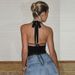 Women's Lace Trimmed Halter Neck Slim Fit Tie Top Sexy Hot Summer Tank Vest Inner Outer Wear Regular Thickness Polyester_ecoleips.com