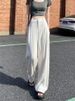 K Wide Legged Women's Slim High Waisted Suit Straight Leg Casual Pants_ecoleips.com
