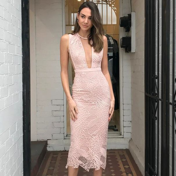 European And American Foreign Trade New Wedding Sexy Lace Slim-fit Bodycon Evening Dress_ecoleips.com