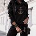 Women's Clothing White Elegant Long Sleeved Trouser Suit Leopard Print Anchor Print Suitable For Vacation Everyday And Work_ecoleips.com