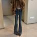 Retro Blue Flared Jeans For Women Heavy Duty Rhinestone Embellished Slim Fit And Flattering Spring New Style_ecoleips.com