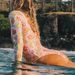Aria Basics New Fashion Floral Print One-Piece Long Sleeve Bikini Diving Suit Swimsuit For Women With Zipper In Pink, European And_ecoleips.com