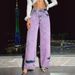 Women's Clothing Retro Casual High Waist Wide Leg Straight Jeans_ecoleips.com