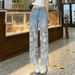 Women Lace Stitching Niche For Summer New Straight Slim Retro Style Casual Jeans_ecoleips.com