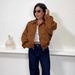 TRAFZA Women's Vintage Suede Bomber Jacket - Retro Faux Leather Coat With Lapel Collar & Pockets, Streetwear Fashion For Fall_ecoleips.com
