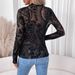 European American Cross-border 2026 Autumn And Winter New Women's Paisley Flocking Print Mesh Ruffle Long-sleeve T-shirt_ecoleips.com
