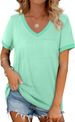 Geifa Womens T Shirts Short Sleeve V Neck Loose Casual Summer Tops 2026 With Pocket_ecoleips.com