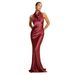 Women's Clothing Backless Slit Sexy Elegant Dress Solid Color Halter Neck Mid Length Skirt Satin New Style_ecoleips.com