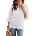 Women's Clothing Fashion Sexy Lace V Neck Spring And Summer New Three Quarter Sleeve Shirt_ecoleips.com