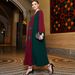 Ba3055 Wine Red And Dark Green Rhombus Hand-Sewn Glass Diamond Loose Casual Robe_ecoleips.com