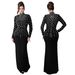 Women's Long Sleeved Beaded Diamond Arm Wrapped Dress Temperament Casual England Style Thin Summer Dress_ecoleips.com