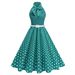 Vintage Floral Polka Dot Print Shift Dress With Large Lapel Collar, Sleeveless Midi Dress For Women, Retro Inspired Elegant Daily Wear_ecoleips.com