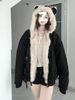 girl New American Syle Mounain Eagle Fur Collar Hooded Jacke For Women, Auumn And Winer Thickened Coon Shor Parka_ecoleips.com