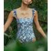 Women's Blue Dragonfly Ruffled Swimsuit With Detachable Umbrella Skirt_ecoleips.com