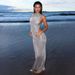 European And American Style 2024 Summer New Women's Sexy Backless Slim Fit Long Solid Color Split Strap Dress For Women_ecoleips.com