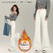 Women's Clothing Korean Style Fleece Lined Wide Leg Flared Jeans Versatile Denim Classic Hot Style For Autumn Winter Regular Fit Solid_ecoleips.com