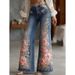 Women's 3D Digital Print Slimming Flared Jeans Fashionable Autumn/Winter New European American Style Independent Website_ecoleips.com