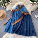 Preppy High-Waisted Slimming Denim Midi Skirt with Elastic Waist A-Line Stylish Fit for Summer Commute Women's Bottoms_ecoleips.com