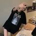 Women's Mid Length T-Shirt Summer Style Letter Print Short Sleeved Trendy Base Layer Top Loose Fit Half Sleeve_ecoleips.com