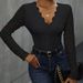 "Lace-Trimmed Backless Bodysuit – V-Neck Long Sleeve With Puff Sleeves (S-XL) | Stretch Mesh & High-Waisted Elegance"_ecoleips.com