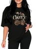 Eurean And American Cross-border Foreign Trade Women's Clothing, Simple Cherry Print Round-neck Short-sleeve T-shirt_ecoleips.com