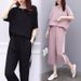 Audday Plus Size Women's Summer New Korean Style Two-Piece Set Loose Casual Wide-Leg Pants Suit For Women_ecoleips.com