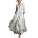 French Style Flowy Maxi Shirt Dress - Lightweight Summer Dress With Full Skirt For Women_ecoleips.com