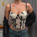 Trade New Hot Girl Low Cut Underwire Fishbone Bra Waist Cinching Velvet Embroidered High End Tank Top For Women_ecoleips.com
