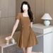 Petite Plus-Size 2026 New Summer Women's French-Style Slimming Hollow-Out A-Line Dress_ecoleips.com